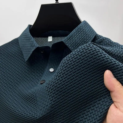 Men's Short Sleeve Breathable Textured Polo Shirt