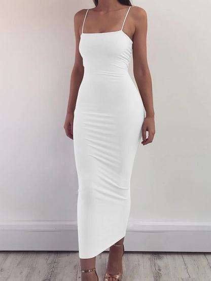Women's Sleeveless + Backless Long Sling Dress