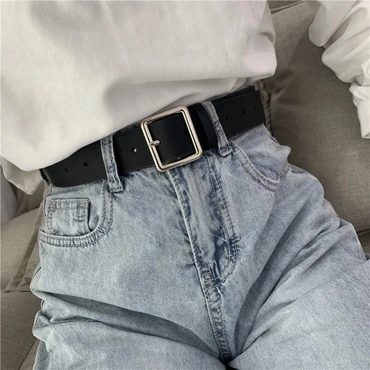 Square Buckle Leather Casual Belt