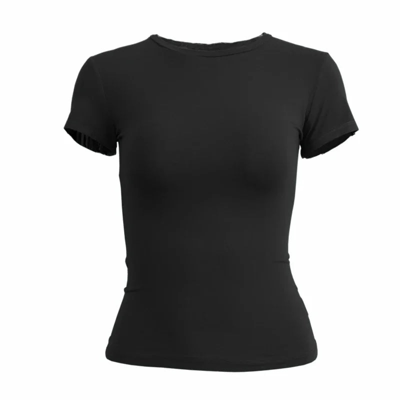 Woman Slim Fit Short Sleeve Crop Top