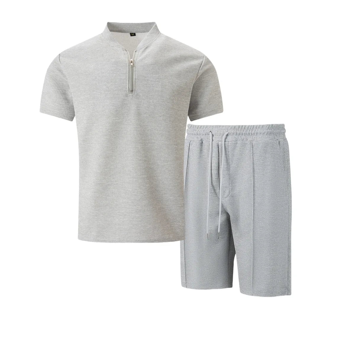 Men's 2-Piece Waffle Knit Collared Shirt + Shorts