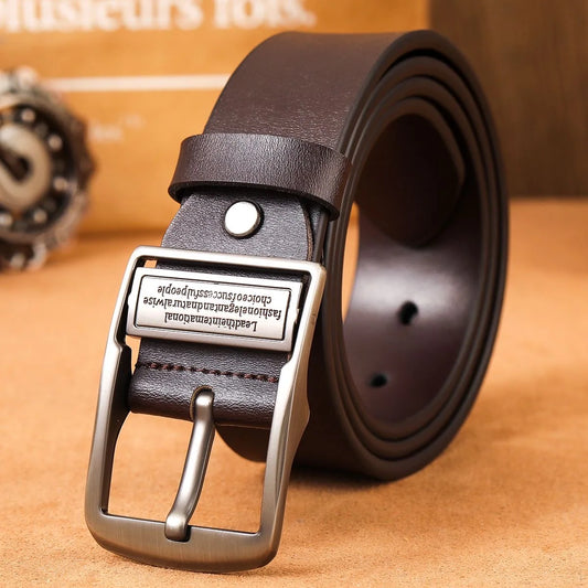 Metal Buckle Leather Dress Belt