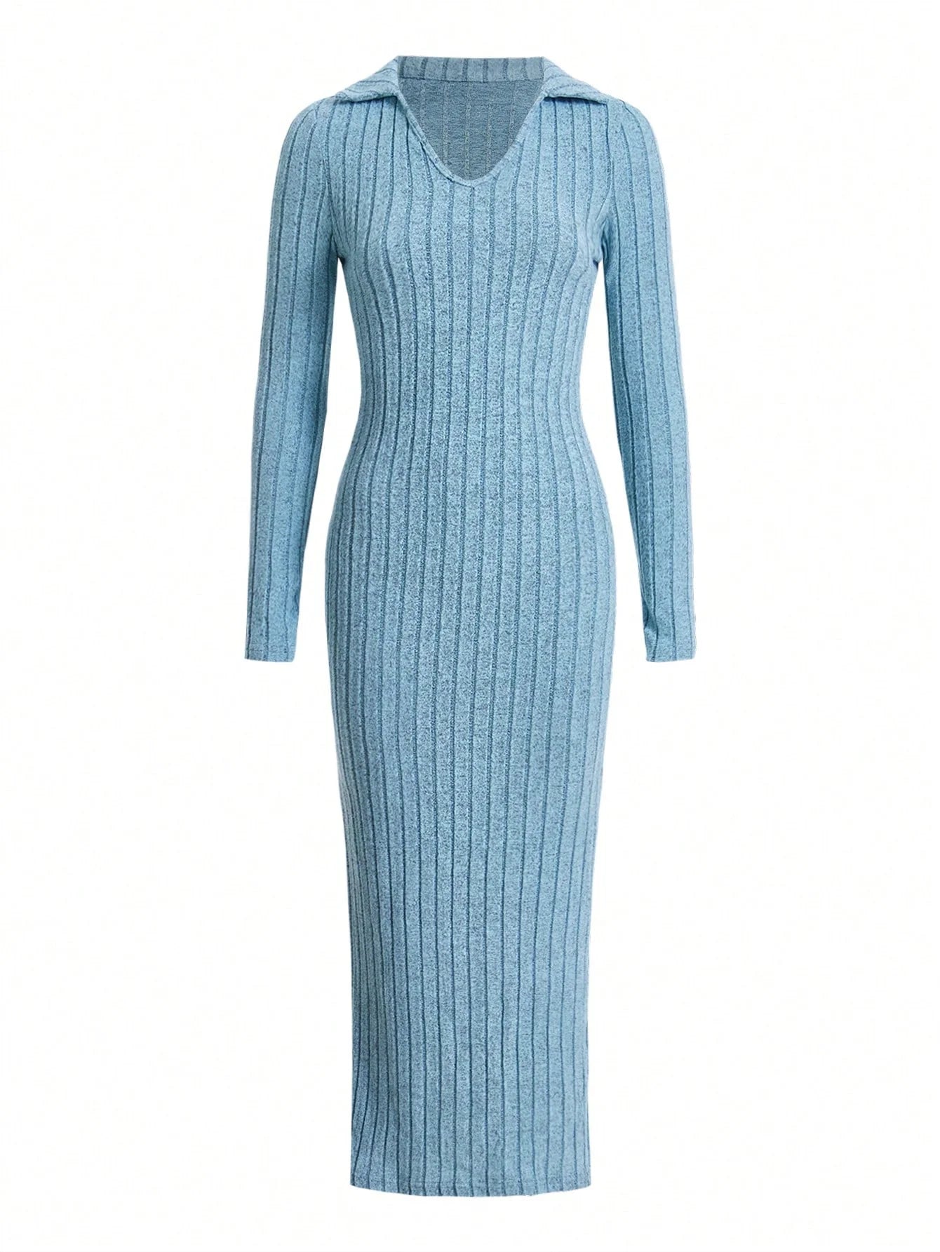 Women's Knitted V-neck split Dress