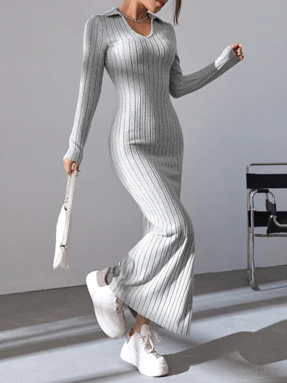 Women's Knitted V-neck split Dress