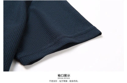 Men's Short Sleeve Waffle Knit Polo Shirt