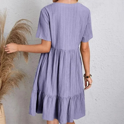 Women V-Neck Short Sleeve Dress