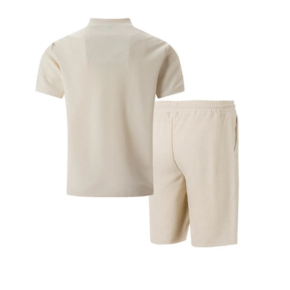 Men's 2-Piece Waffle Knit Collared Shirt + Shorts