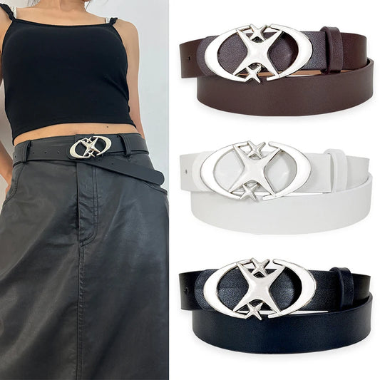 Star Buckle Leather Belt