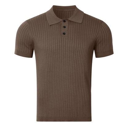 Men's Knitted Striped Polo T-Shirt