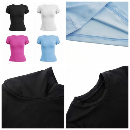 Woman Slim Fit Short Sleeve Crop Top