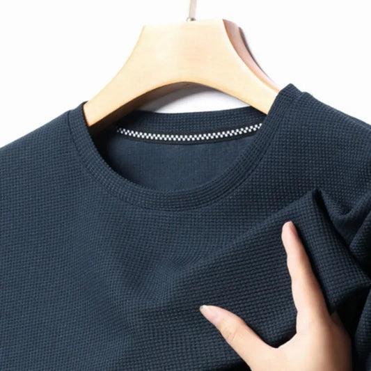 Men's Short Sleeve Waffle Knit Polo Shirt