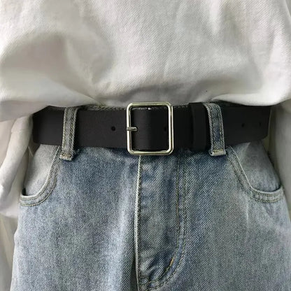 Square Buckle Leather Casual Belt