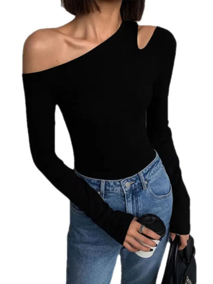 Women's Off-shoulder Long-sleeved Crop Top