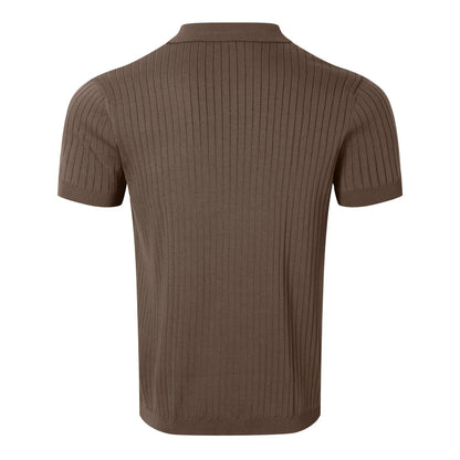 Men's Knitted Striped Polo T-Shirt