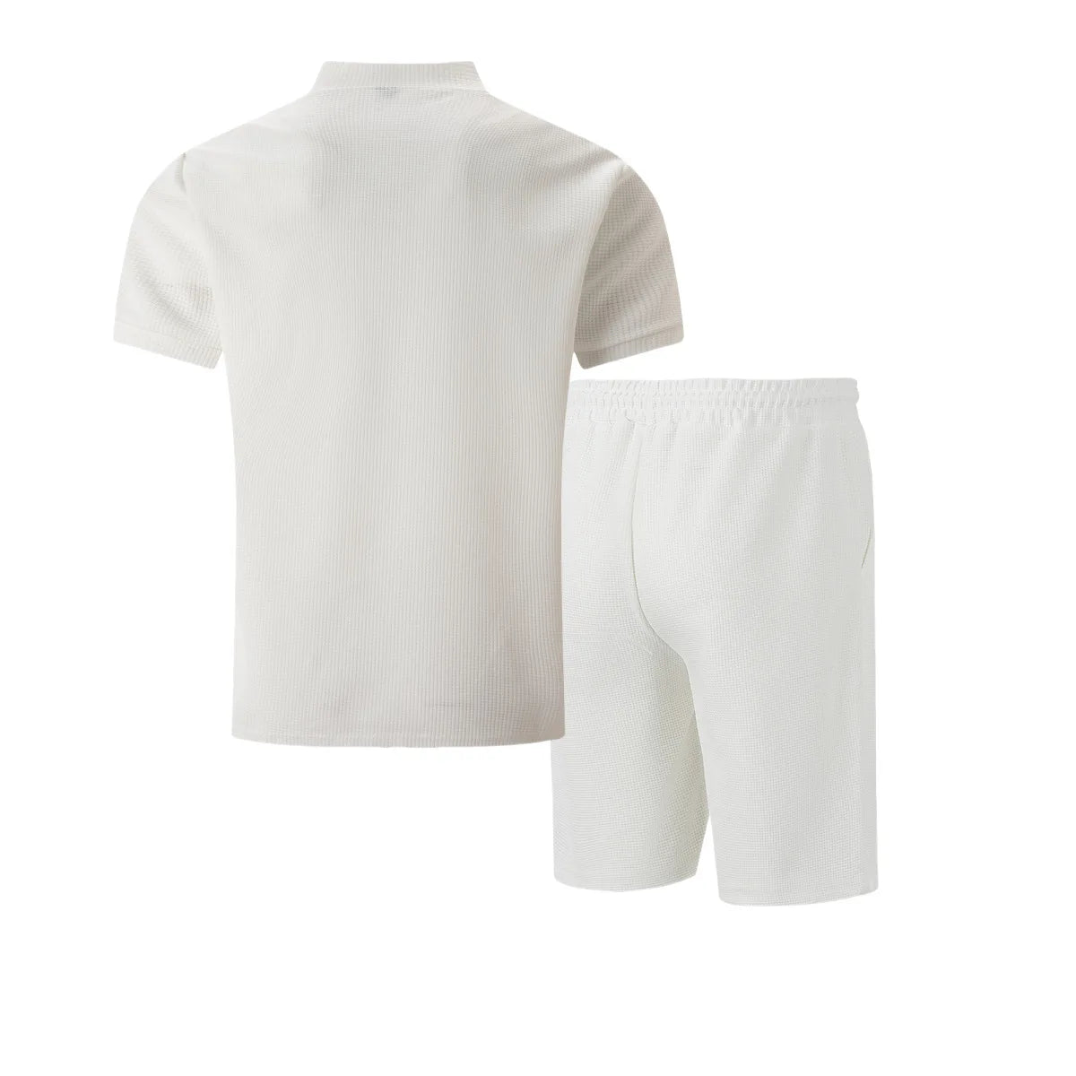 Men's 2-Piece Waffle Knit Collared Shirt + Shorts