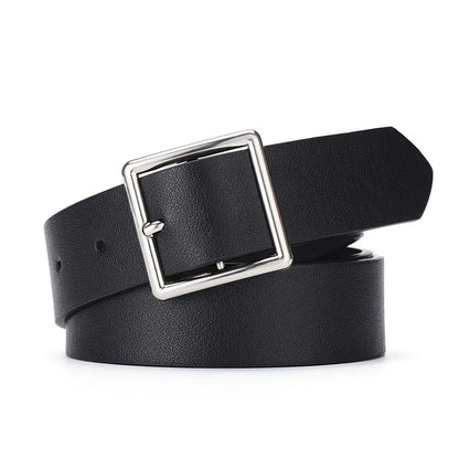Square Buckle Leather Casual Belt
