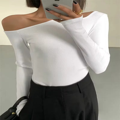 Women's Off-shoulder Long-sleeved Crop Top