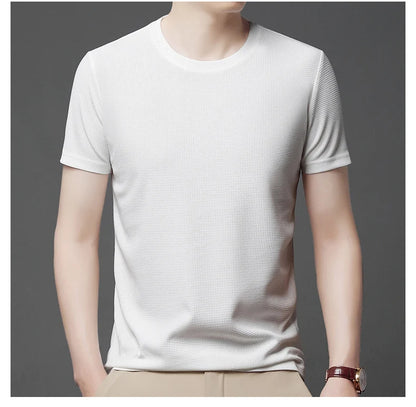 Men's Short Sleeve Waffle Knit Polo Shirt