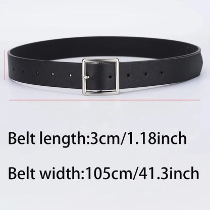 Square Buckle Leather Casual Belt