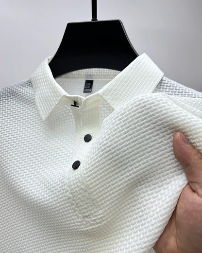 Men's Short Sleeve Breathable Textured Polo Shirt