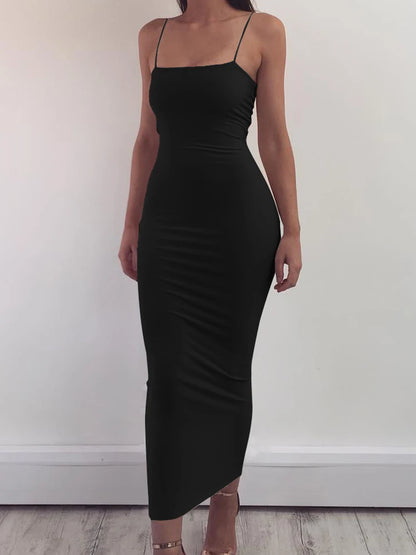 Women's Sleeveless + Backless Long Sling Dress