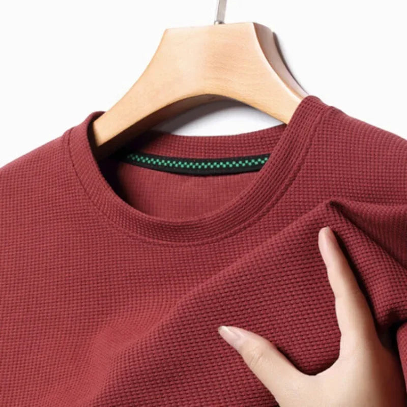 Men's Short Sleeve Waffle Knit Polo Shirt