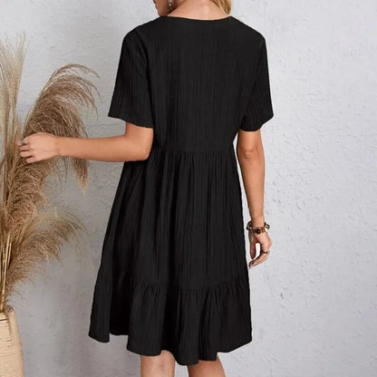 Women V-Neck Short Sleeve Dress