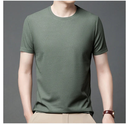 Men's Short Sleeve Waffle Knit Polo Shirt