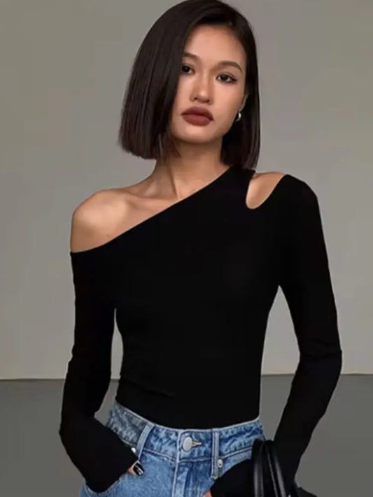 Women's Off-shoulder Long-sleeved Crop Top
