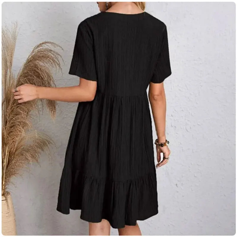 Women V-Neck Short Sleeve Dress