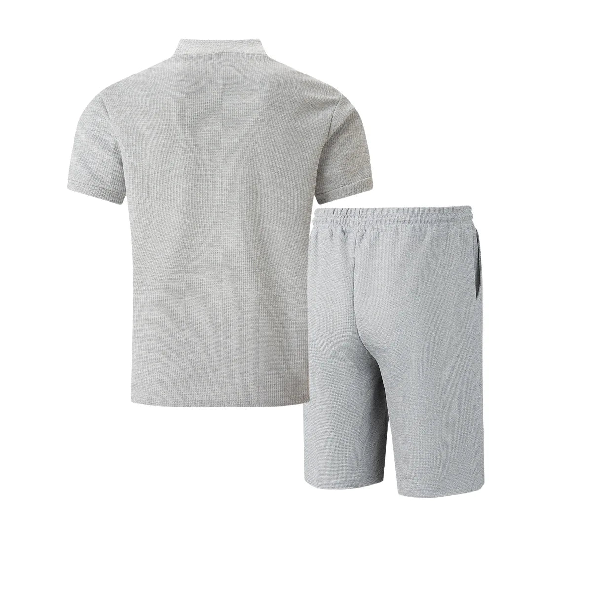Men's 2-Piece Waffle Knit Collared Shirt + Shorts