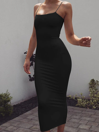 Women's Sleeveless + Backless Long Sling Dress