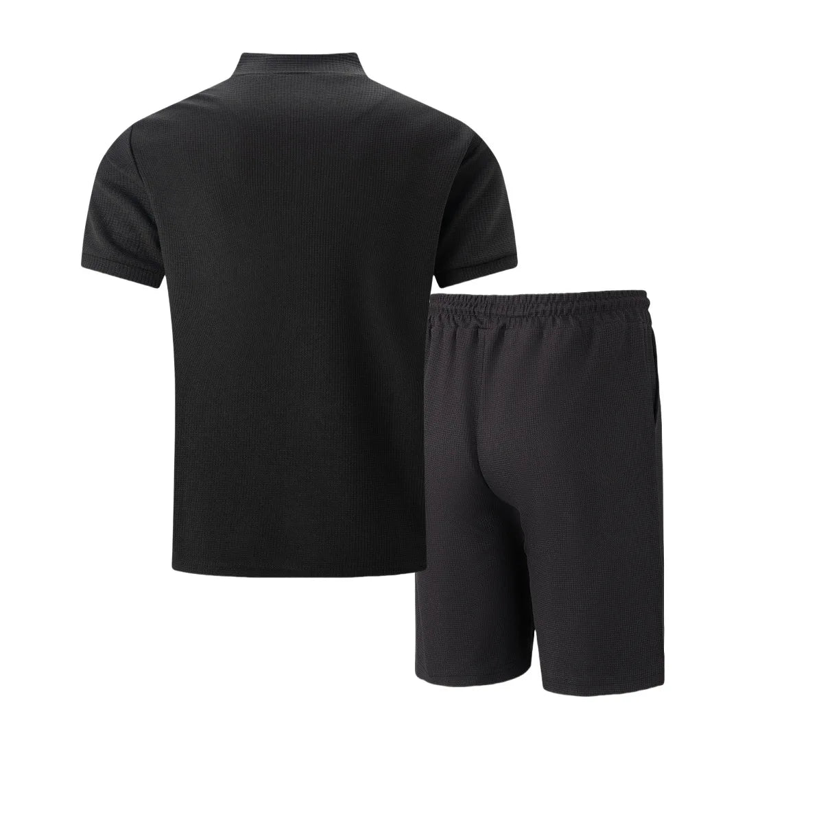 Men's 2-Piece Waffle Knit Collared Shirt + Shorts