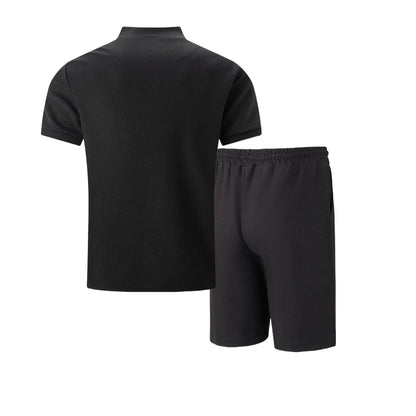 Men's 2-Piece Waffle Knit Collared Shirt + Shorts