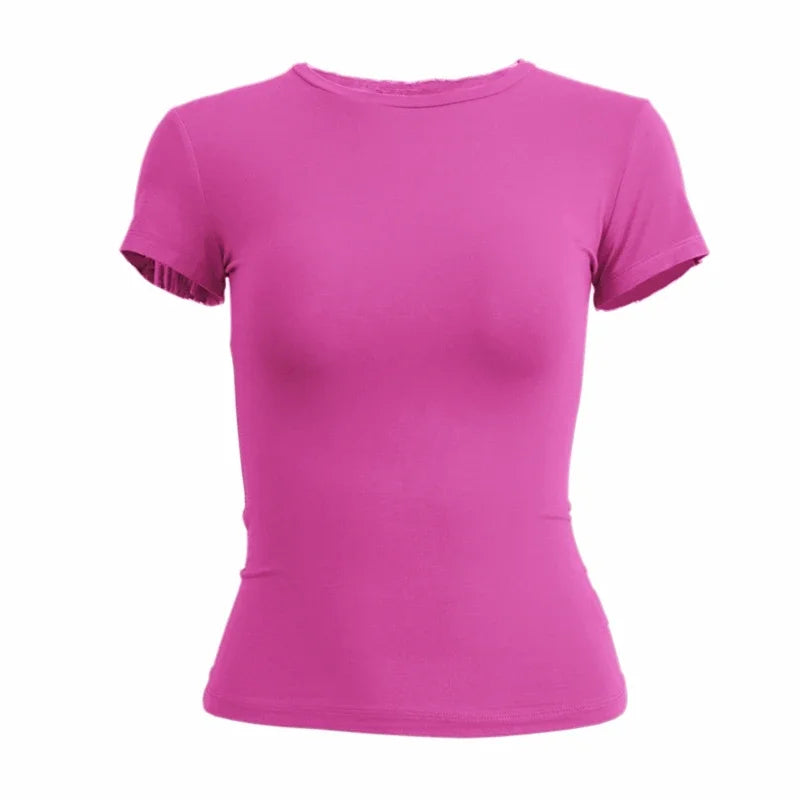 Woman Slim Fit Short Sleeve Crop Top
