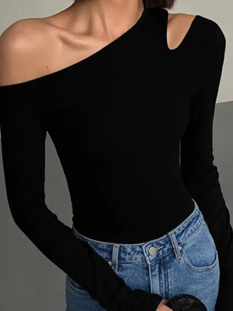 Women's Off-shoulder Long-sleeved Crop Top