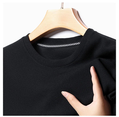 Men's Short Sleeve Waffle Knit Polo Shirt