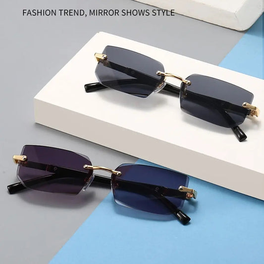 Square Frame Gold Trim Sunglasses