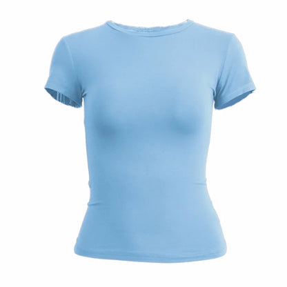 Woman Slim Fit Short Sleeve Crop Top