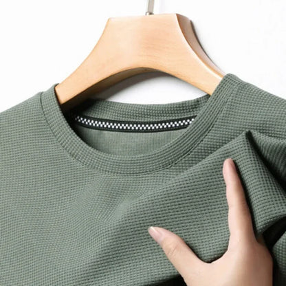 Men's Short Sleeve Waffle Knit Polo Shirt