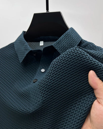 Men's Short Sleeve Breathable Textured Polo Shirt
