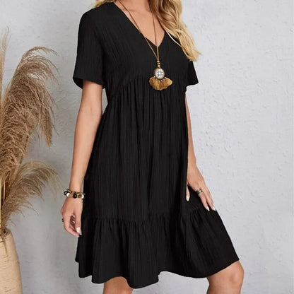 Women V-Neck Short Sleeve Dress