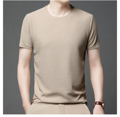 Men's Short Sleeve Waffle Knit Polo Shirt