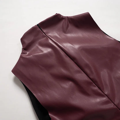 Women's Sleeveless High Collar Shiny Top