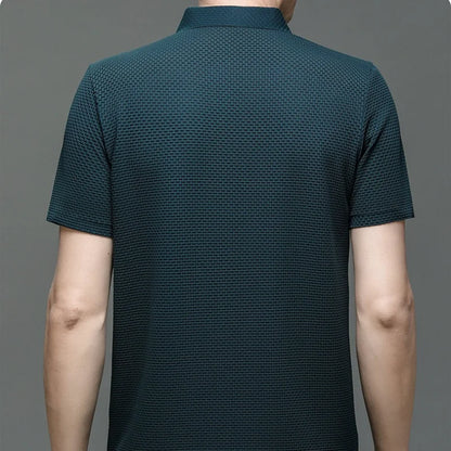 Men's Short Sleeve Breathable Textured Polo Shirt