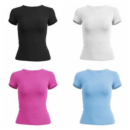 Woman Slim Fit Short Sleeve Crop Top
