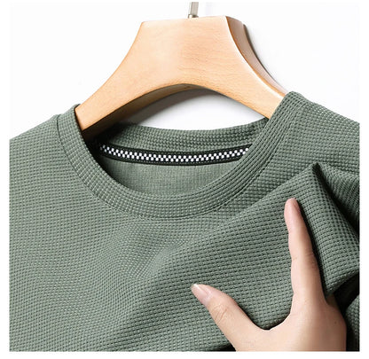 Men's Short Sleeve Waffle Knit Polo Shirt